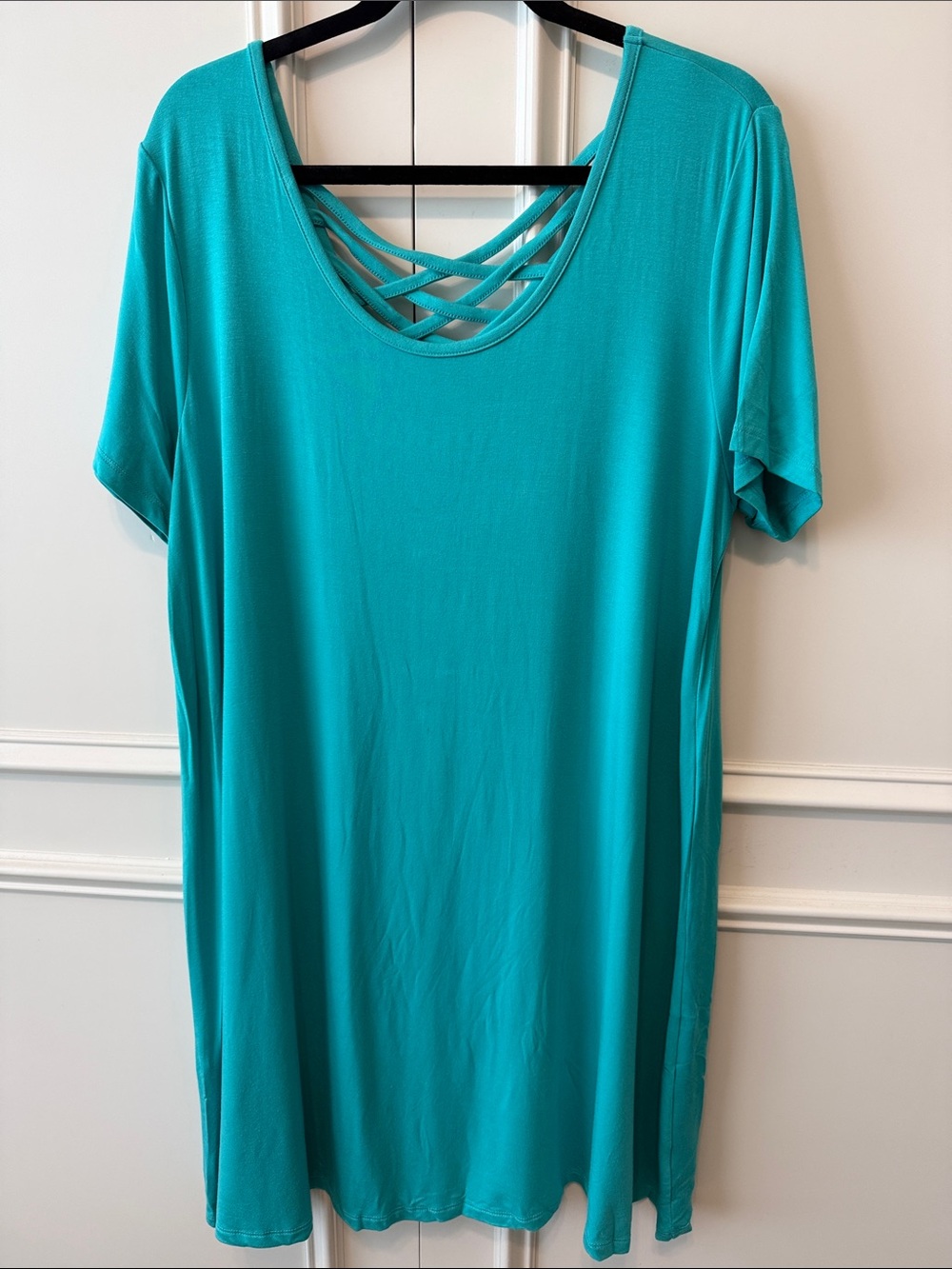 Women’s Crisscross Neck Short Sleeve Top - Teal